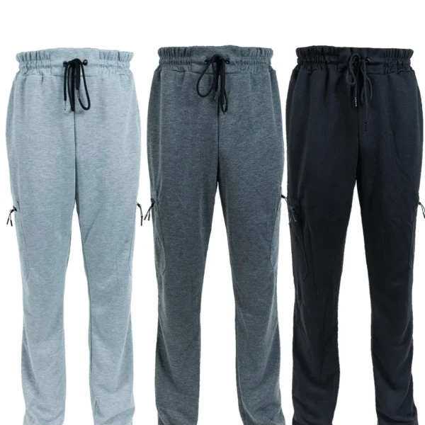 3 Pack Men's Fleece Lined Slim Fit Casual Tech Jogger Sweatpants