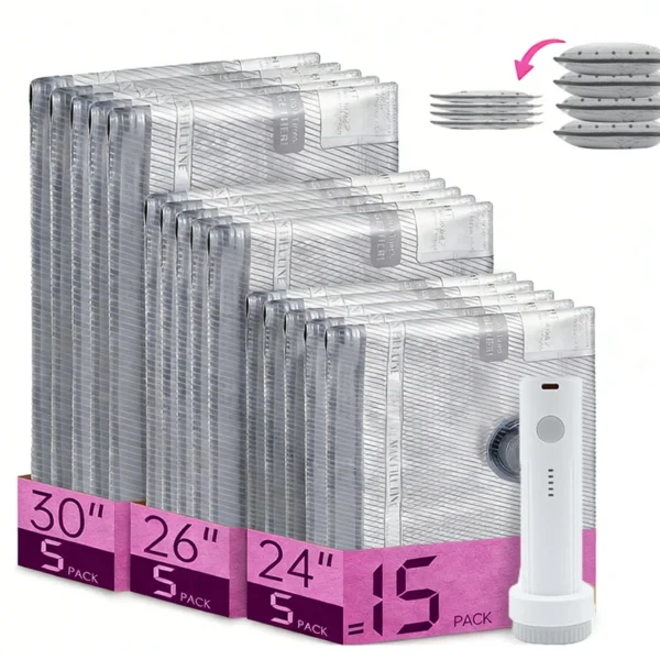 Upgraded Cordless Travel Vacuum Bag Set