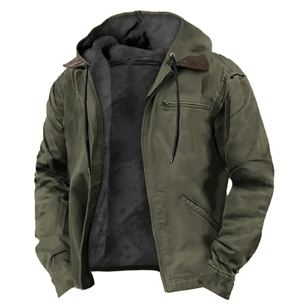 Winter Jacket Men Plus Size Multi-color Solid Color Vintage Oversize Canvas Hooded Jacket Outerwear