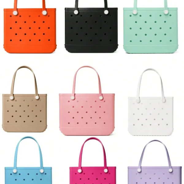 Lightweight EVA Beach Tote Bag - Breathable Perforated Design, Waterproof