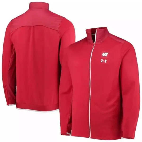 Men's Under Armour Red Running Jacket (Wisconsin Badgers)