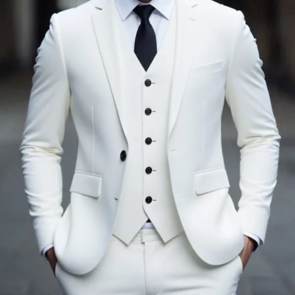 Men's Three-Piece White Suit