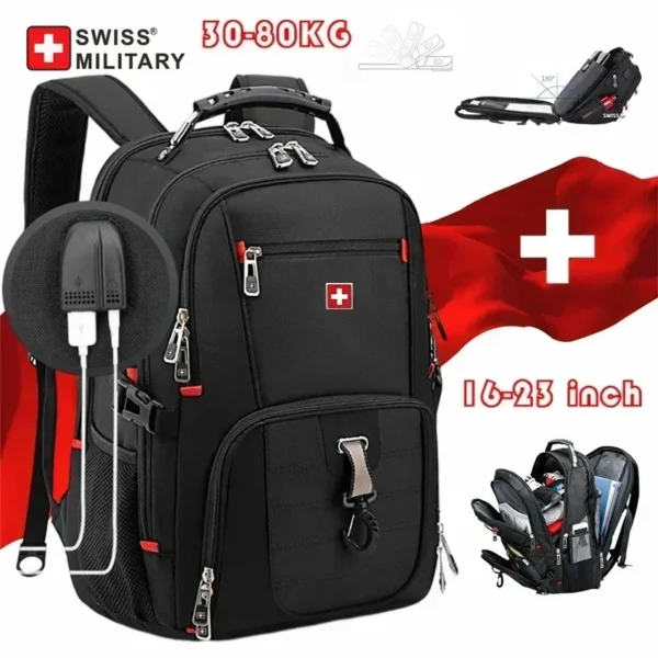 SWISS 17" Laptop Backpack Waterproof USB Charge Port Swiss-style Multi-functional